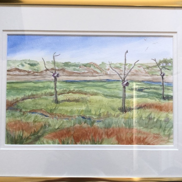 Original Plein Air watercolor painting Maine coast estuary dune hand painted - Picture 2 of 4